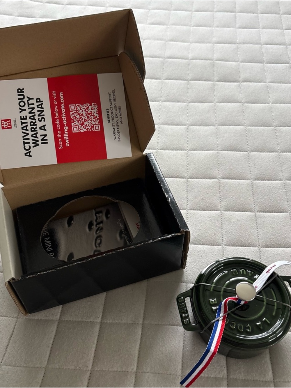 Staub Basil Green Mini Cocotte New with Tricolor Ribbon 10cm-0.25L